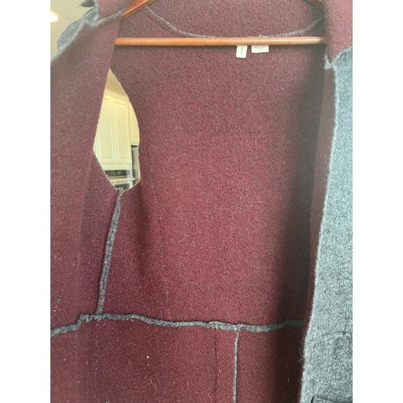 MOTH Anthropologie Wool Blend Morris Open Front Vest Duster Size XS/S wine/grey - Picture 6 of 8